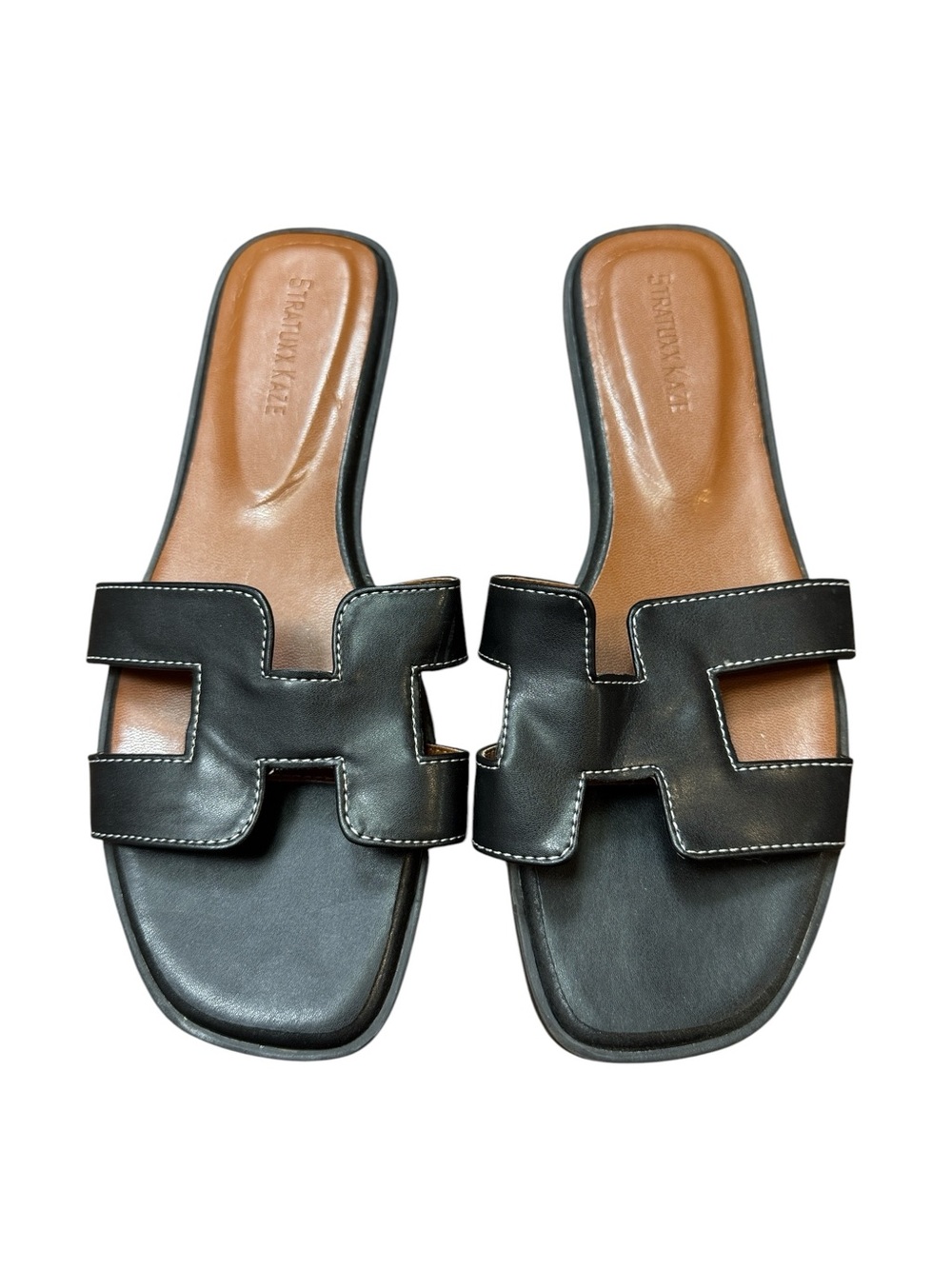 Stratuxx Kaze Black H Cutout Slide Sandals Hermès Oran Inspired Size 8 - Picture 2 of 13